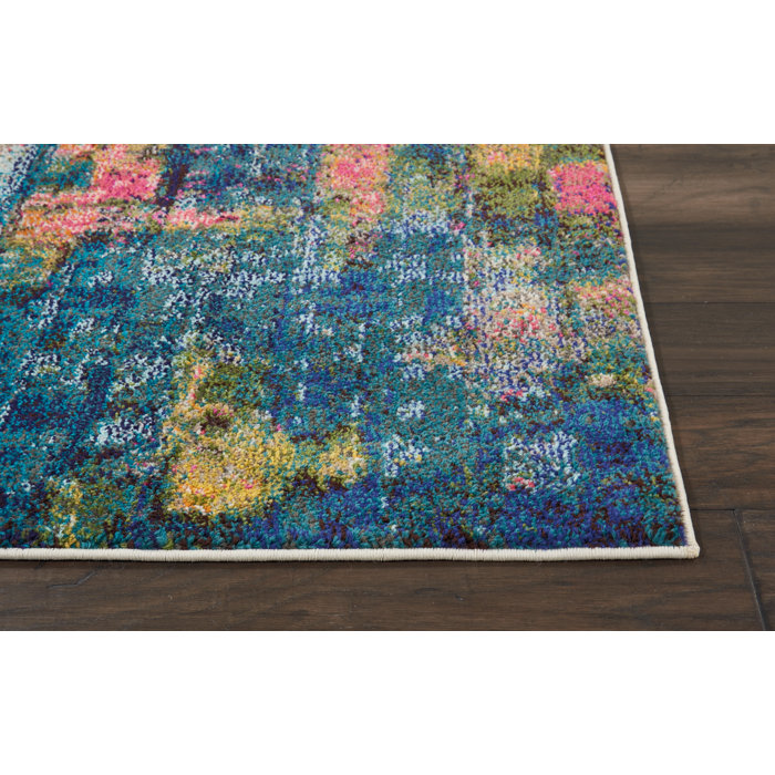 Ivy Bronx Velva Performance Blue/Yellow/Pink Rug & Reviews Wayfair